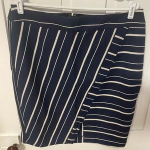 Loft Navy & White Striped Pencil Skirt